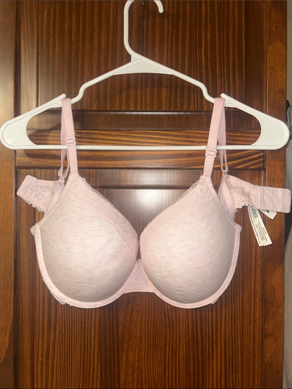 Light Pink Lace Trim Push-up T-Shirt Bra